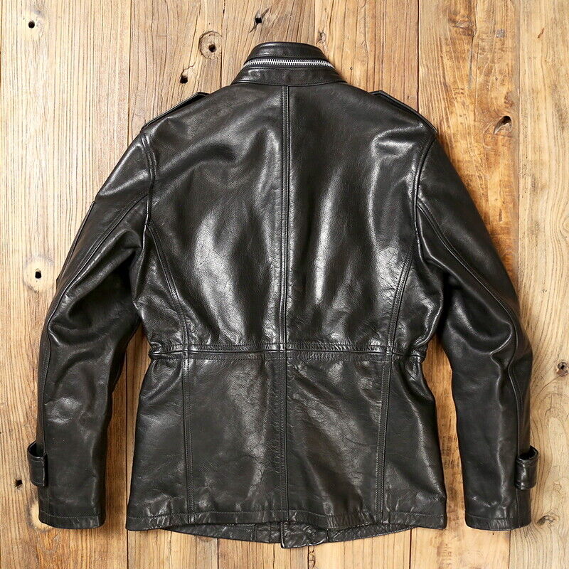 Men's Cowhide Retro M65 Military 80s Jacket Tanned Cow Leather Army Coat