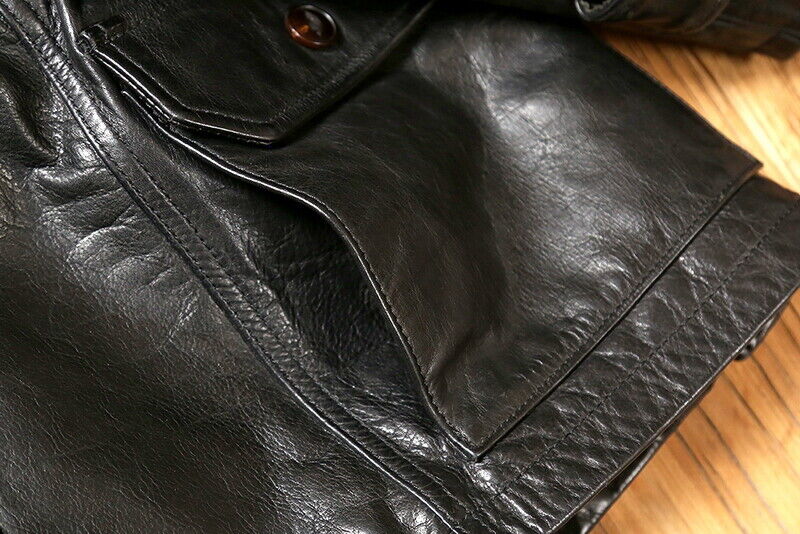 Men's Cowhide Retro M65 Military 80s Jacket Tanned Cow Leather Army Coat