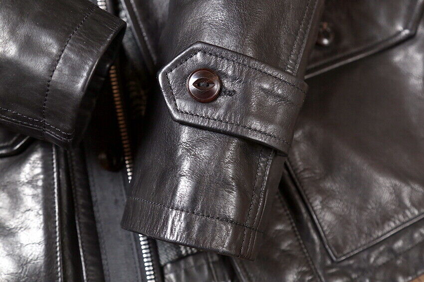 Men's Cowhide Retro M65 Military 80s Jacket Tanned Cow Leather Army Coat