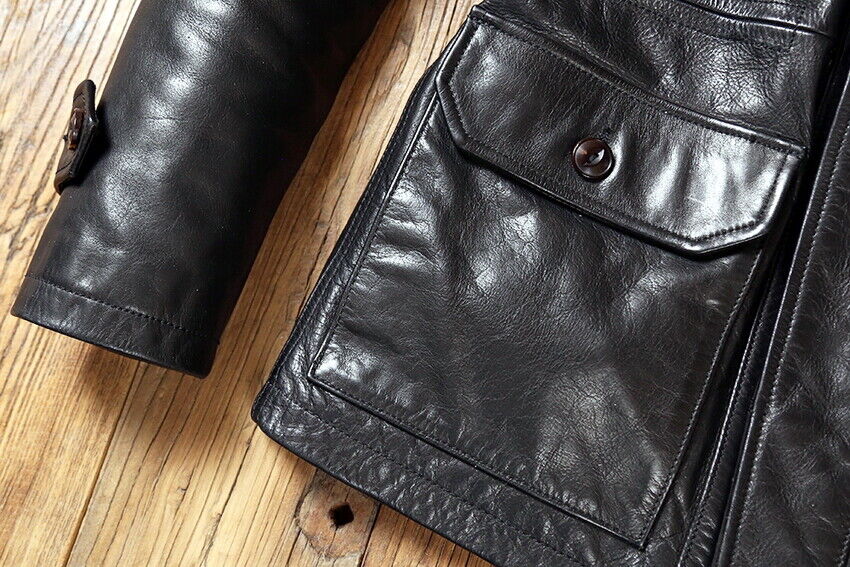 Men's Cowhide Retro M65 Military 80s Jacket Tanned Cow Leather Army Coat