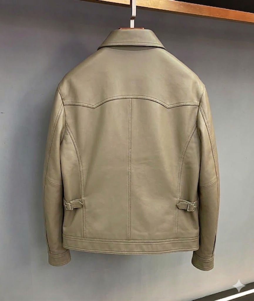 Handmade Men's Genuine Sheep Leather Jacket | Taupe Luxury Jacket